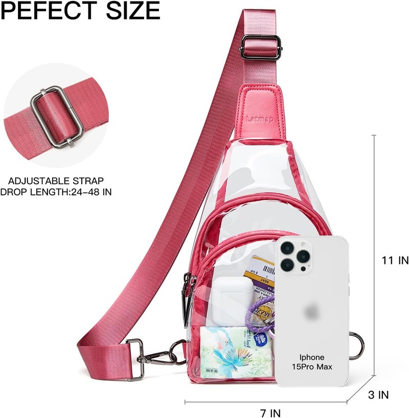 LATMAP Clear bags Stadium Approved Crossbody Sling Bag Fanny Pack Backpack Purses for Women Men Belt bag for stadium events - Image 4